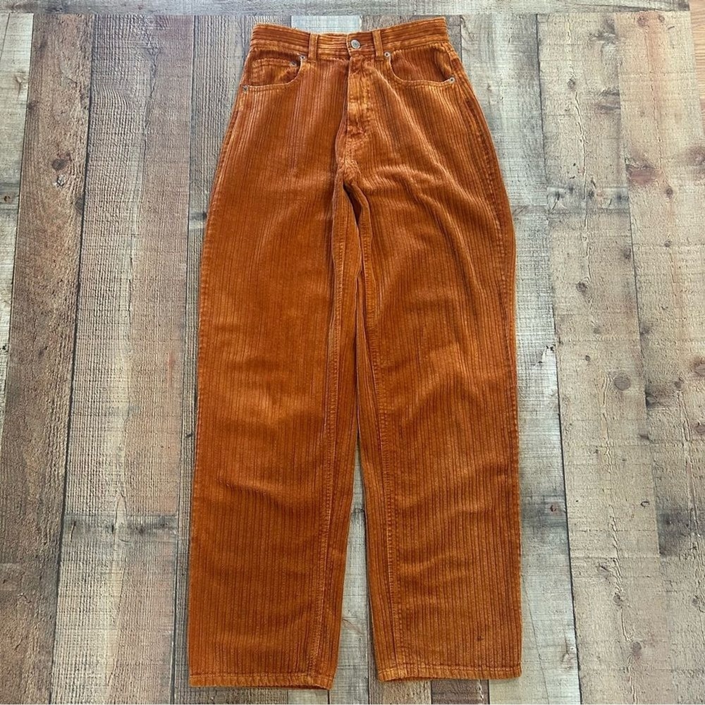 BDG High Rise Baggy Corduroy Pants Rust Orange Women's 25 Urban Outfitters